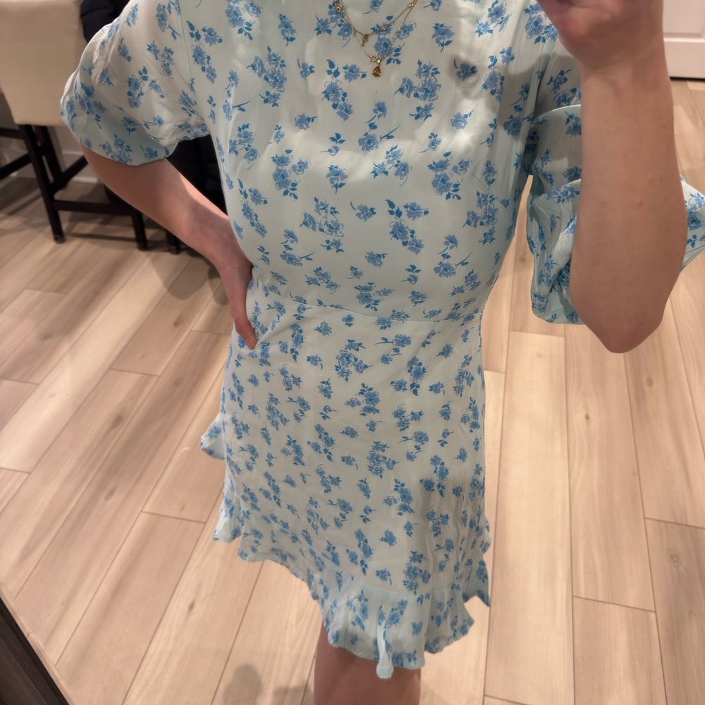 Faithfull the label  Sky Blue Floral Mini Dress - Picture 6 of 6